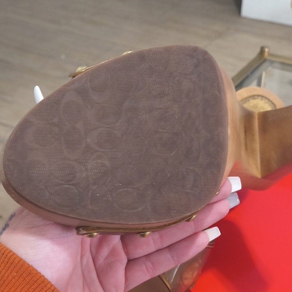 Coach Clear PVC Slide Sandals with Gold Trim - Picture 2 of 6